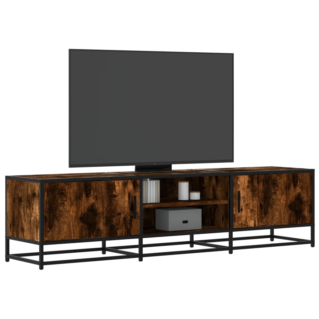 Meuble TV chêne fumé 160x35x41 cm bois d'ingénierie et métal