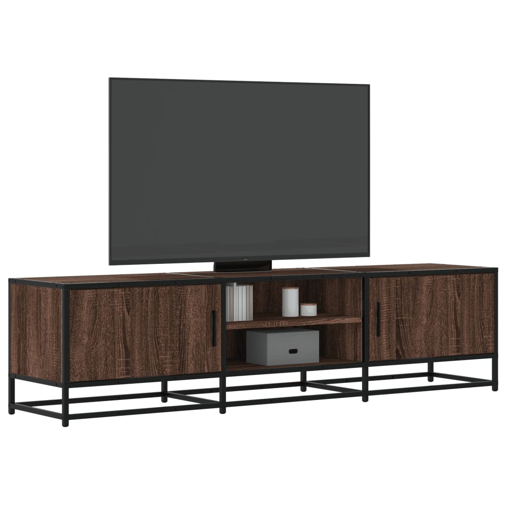 Meuble TV chêne marron 160x35x41 cm bois d'ingénierie et métal