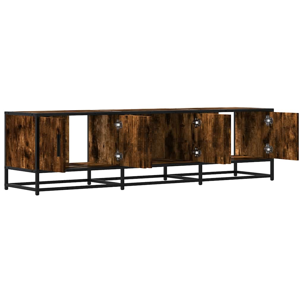 Meuble TV chêne fumé 150x35x41 cm bois d'ingénierie et métal