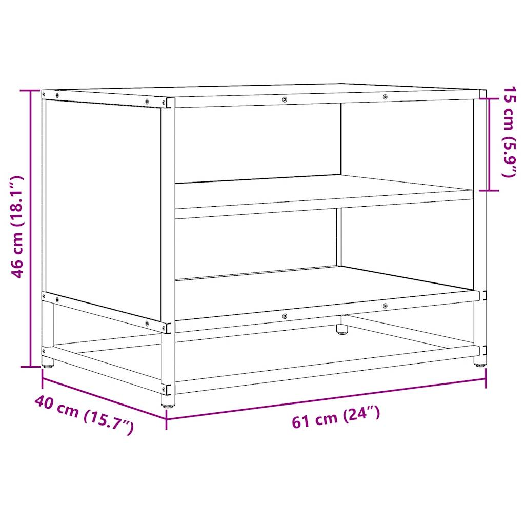 Meuble TV chêne sonoma 61x40x46 cm bois d'ingénierie et métal