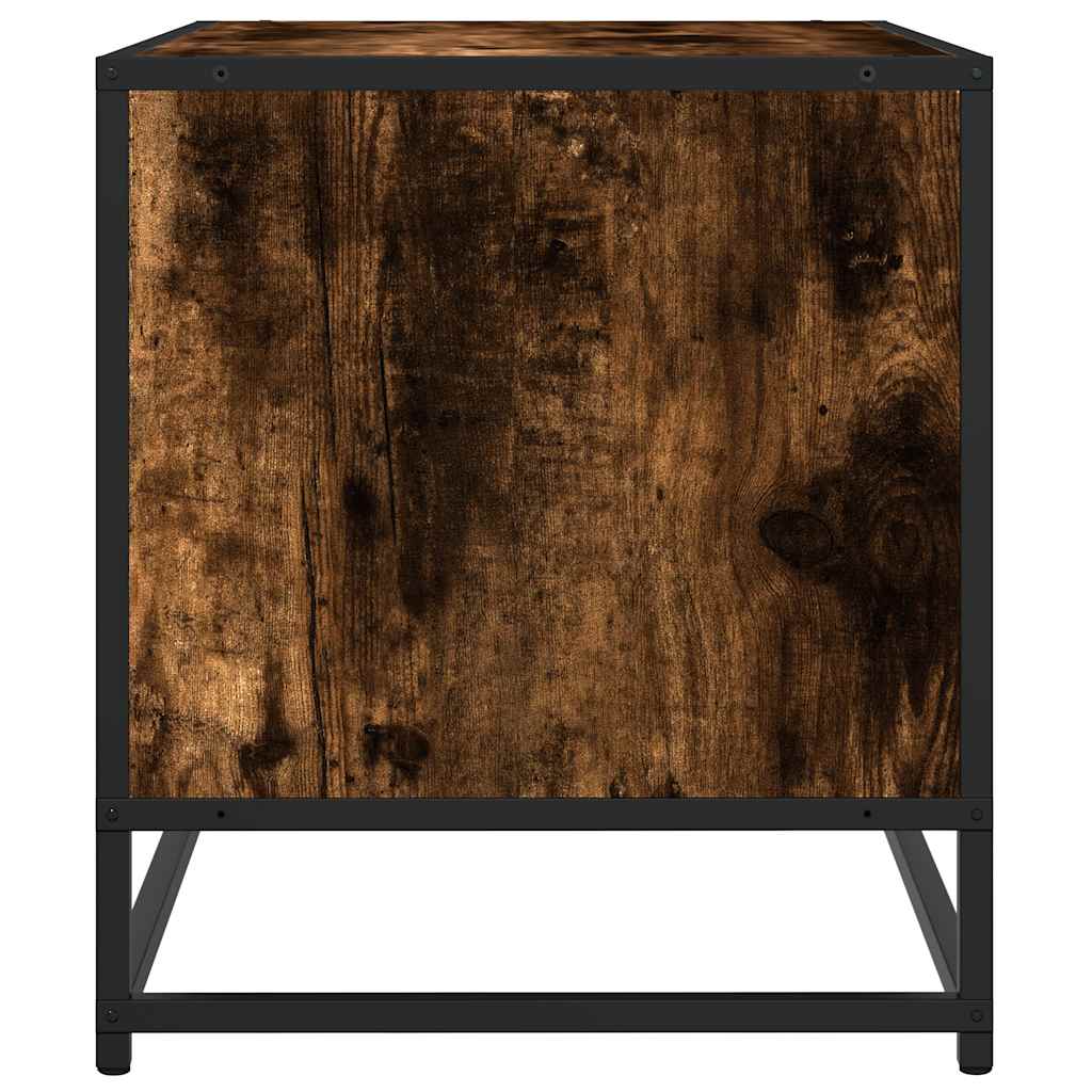 Meuble TV chêne fumé 61x40x46 cm bois d'ingénierie et métal