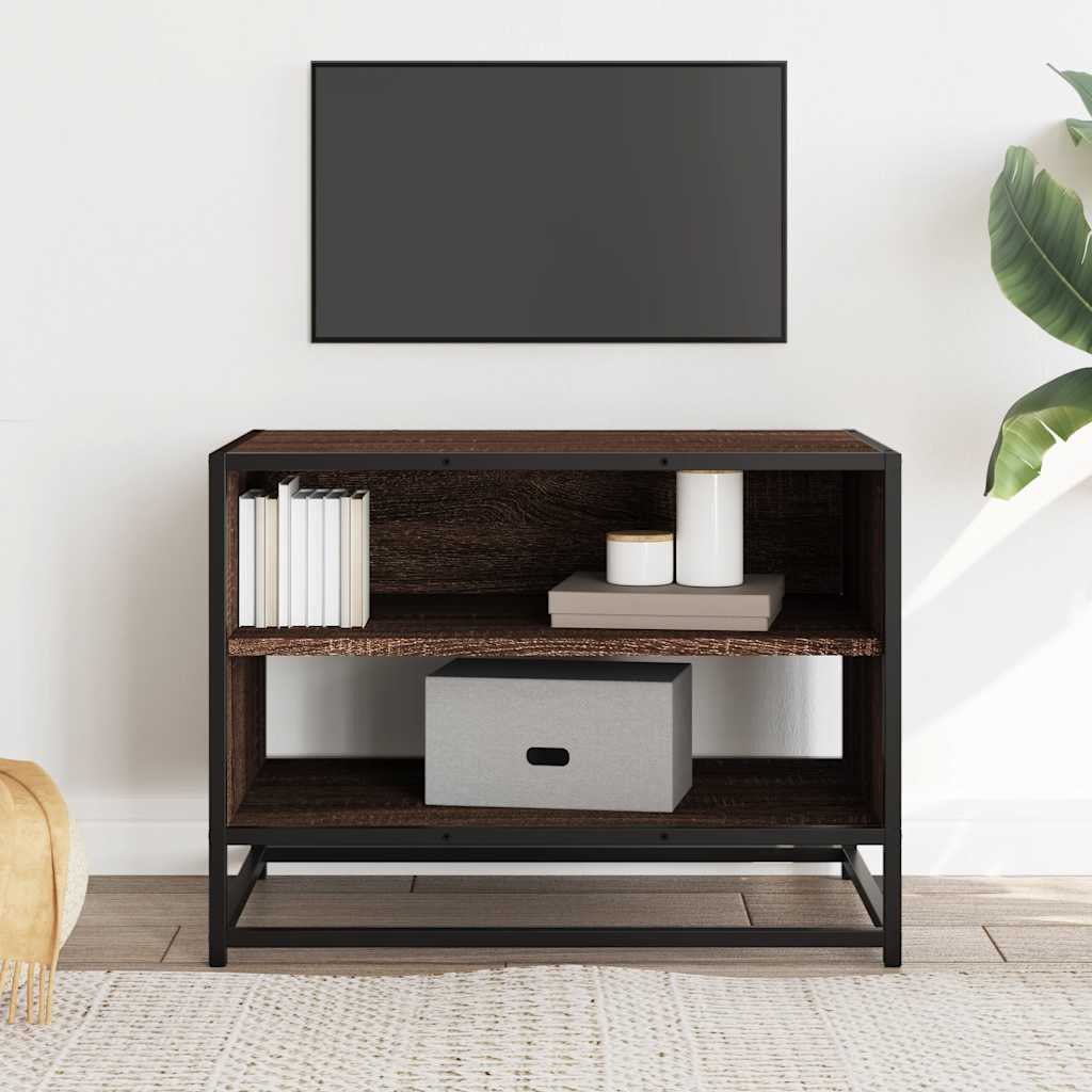 Meuble TV chêne marron 61x40x46 cm bois d'ingénierie et métal