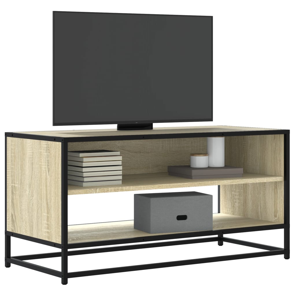 Meuble TV chêne sonoma 91x40x46 cm bois d'ingénierie et métal