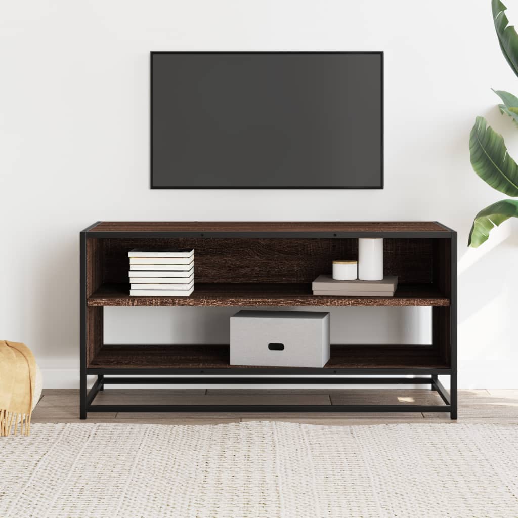 Meuble TV chêne marron 91x40x46 cm bois d'ingénierie et métal