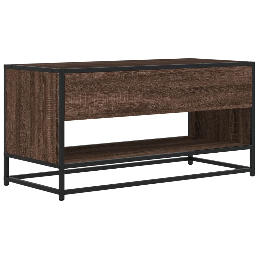 Meuble TV chêne marron 91x40x46 cm bois d'ingénierie et métal