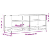 Meuble TV chêne sonoma 120,5x40x46cm bois d'ingénierie et métal