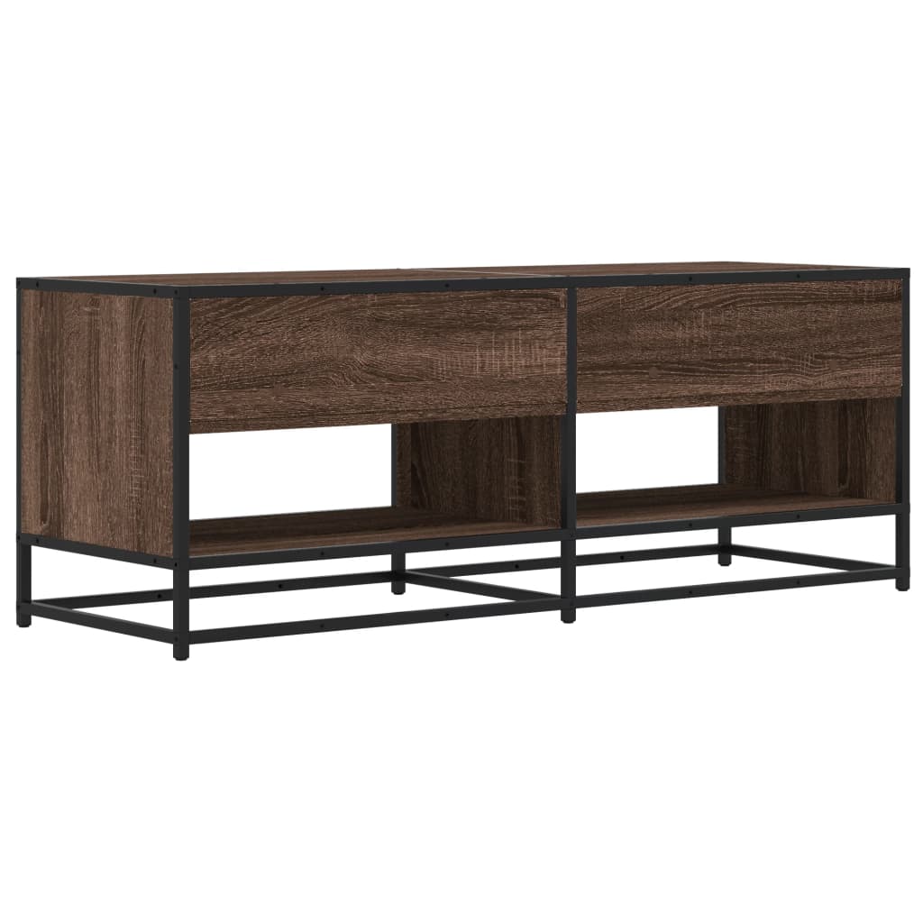 Meuble TV chêne marron 120,5x40x46cm bois d'ingénierie et métal