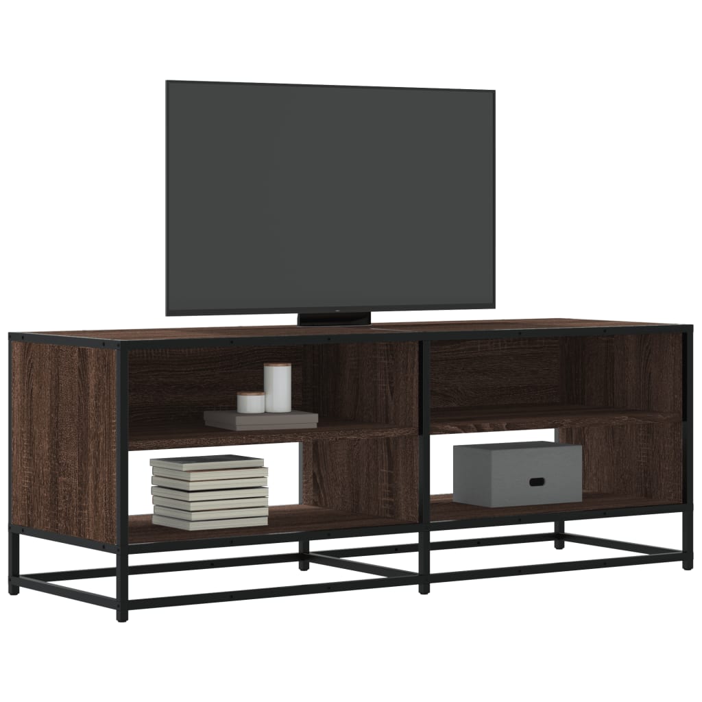 Meuble TV chêne marron 120,5x40x46cm bois d'ingénierie et métal