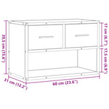 Meuble TV noir 60x31x39,5 cm bois d'ingénierie et métal