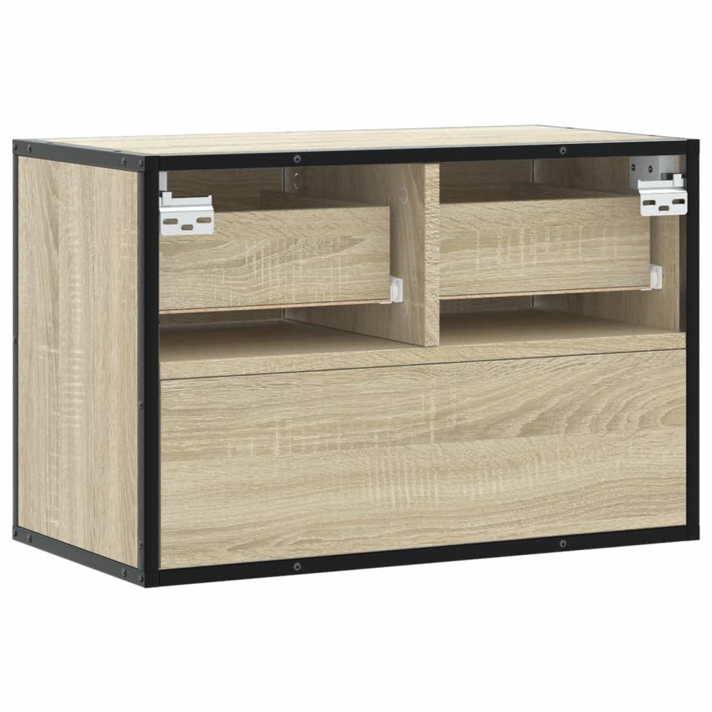 Meuble TV chêne sonoma 60x31x39,5 cm bois d'ingénierie et métal