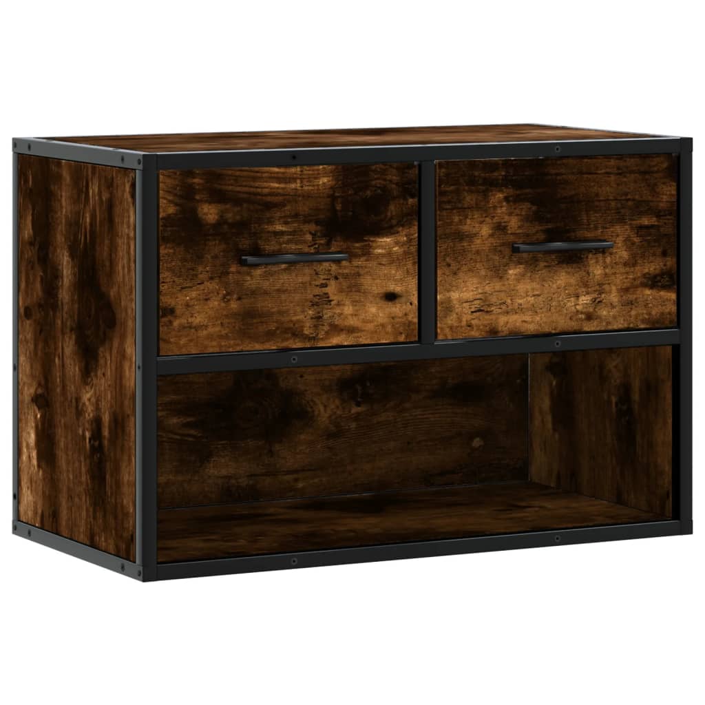 Meuble TV chêne fumé 60x31x39,5 cm bois d'ingénierie et métal