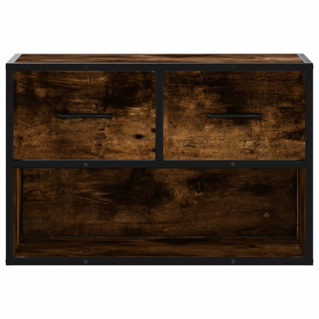 Meuble TV chêne fumé 60x31x39,5 cm bois d'ingénierie et métal