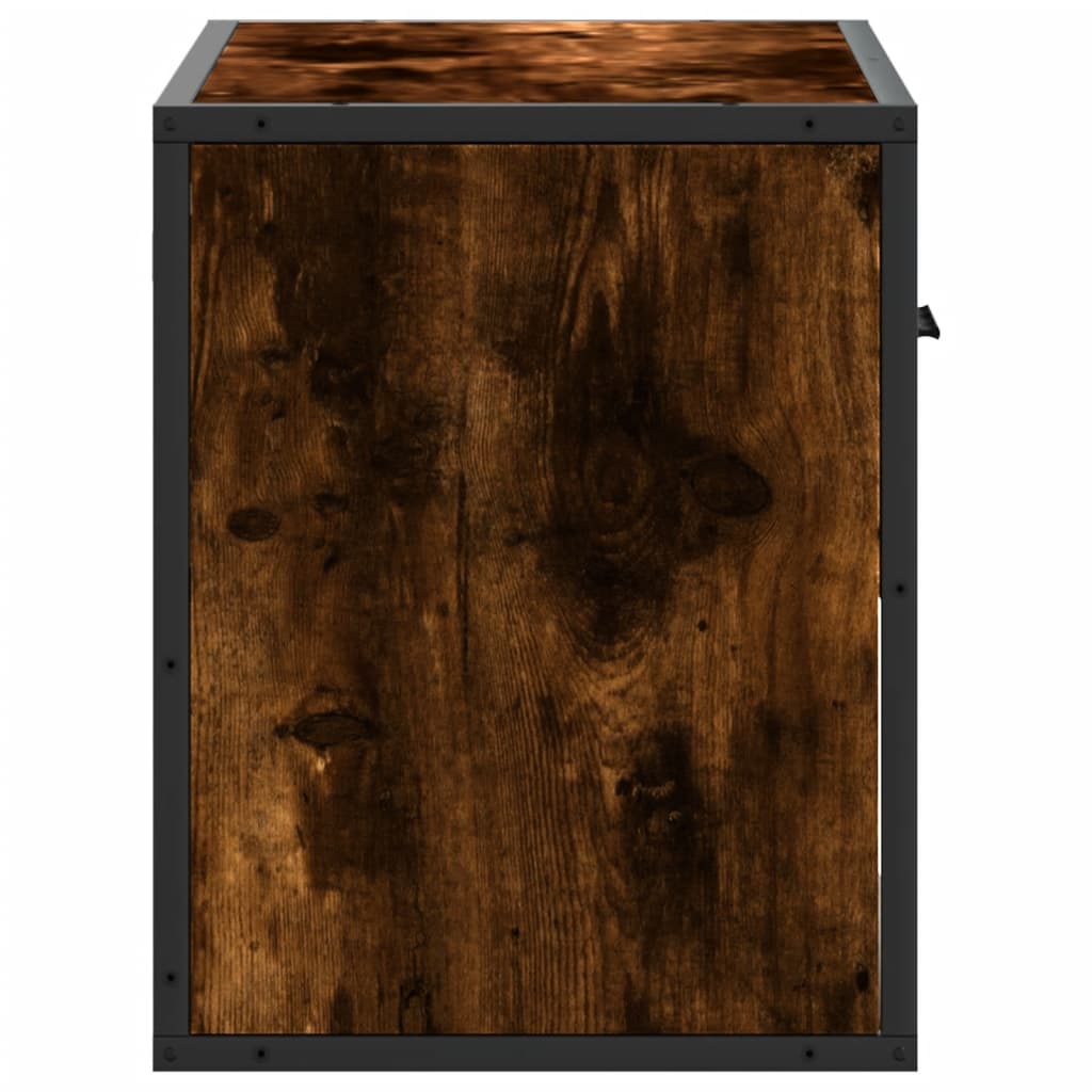 Meuble TV chêne fumé 60x31x39,5 cm bois d'ingénierie et métal