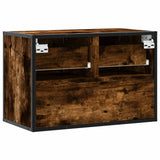 Meuble TV chêne fumé 60x31x39,5 cm bois d'ingénierie et métal