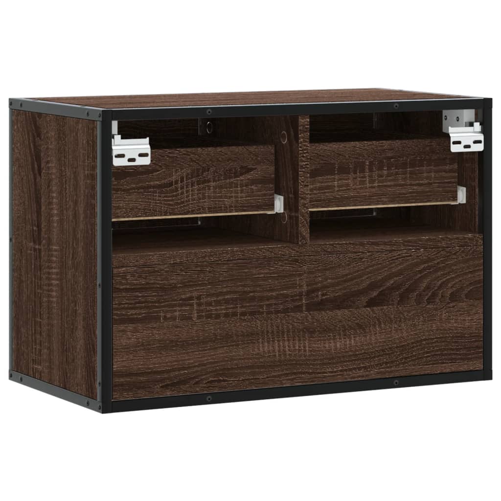 Meuble TV chêne brun 60x31x39,5 cm bois d'ingénierie et métal