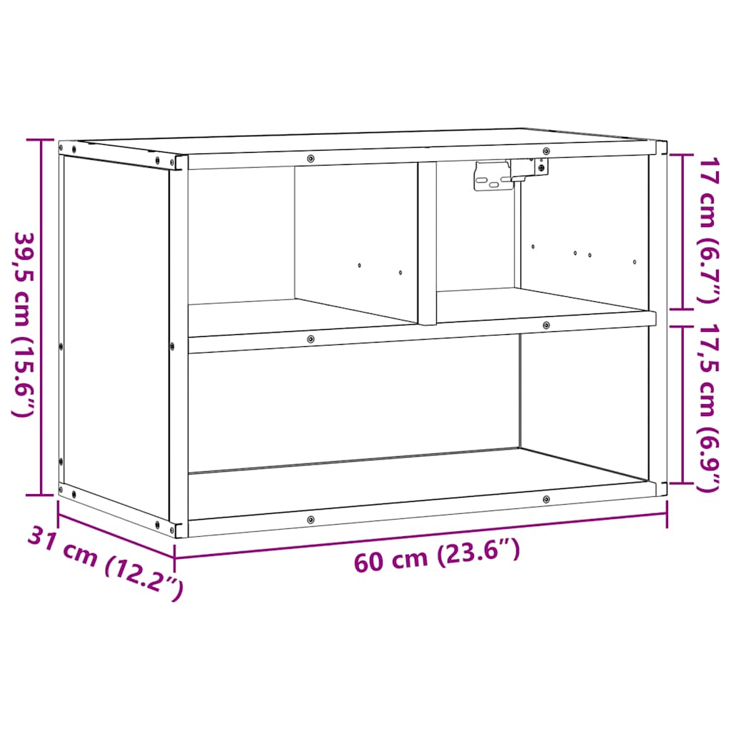 Meuble TV chêne sonoma 60x31x39,5 cm bois d'ingénierie et métal