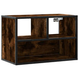 Meuble TV chêne fumé 60x31x39,5 cm bois d'ingénierie et métal