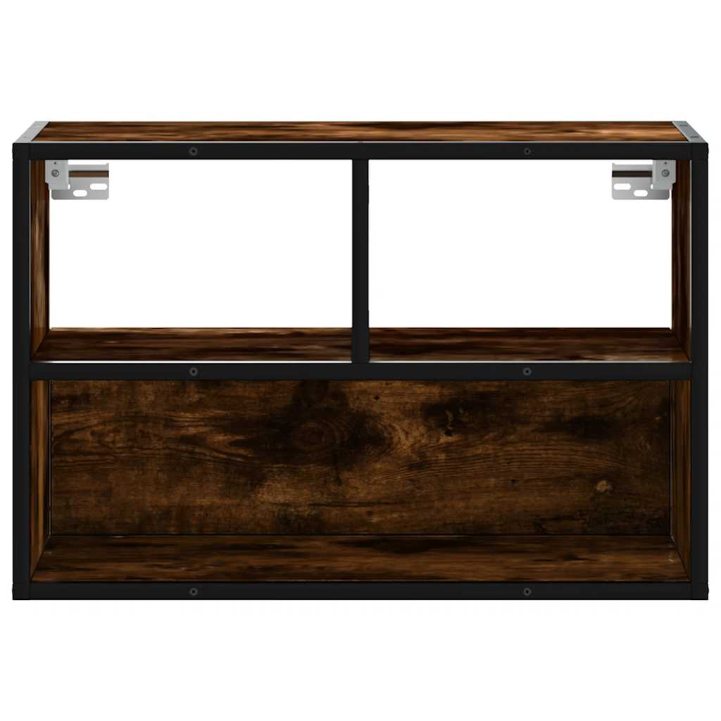 Meuble TV chêne fumé 60x31x39,5 cm bois d'ingénierie et métal