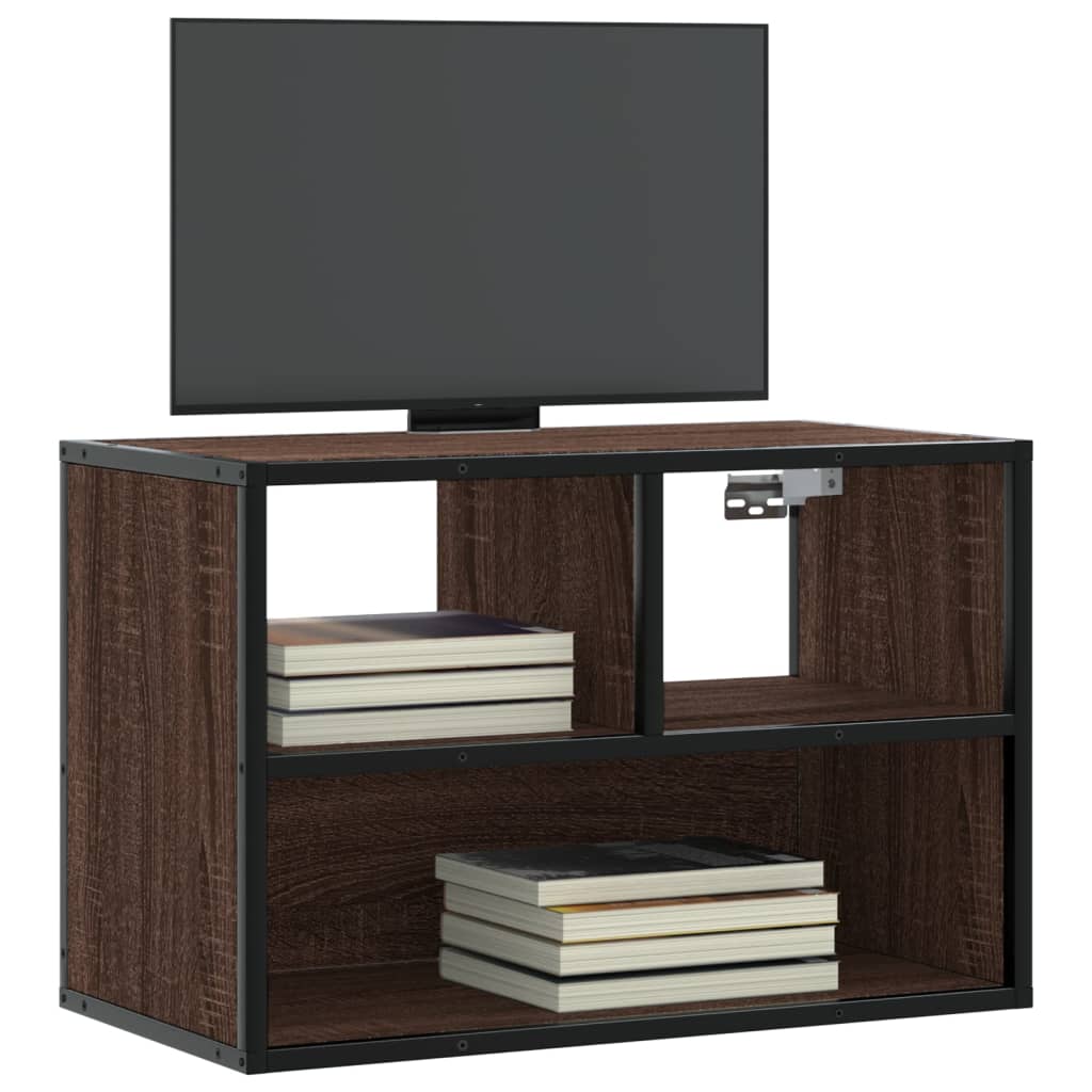 Meuble TV chêne brun 60x31x39,5 cm bois d'ingénierie et métal