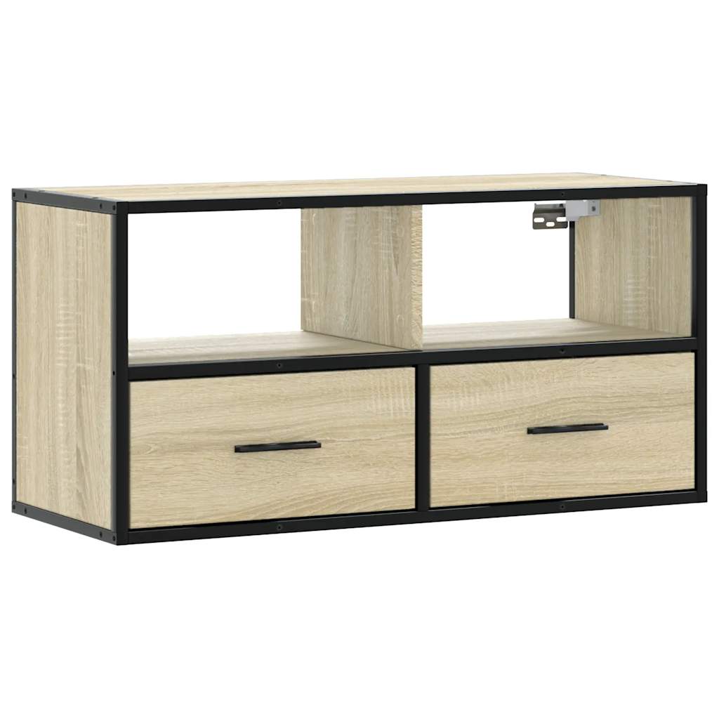 Meuble TV chêne sonoma 80x31x39,5 cm bois d'ingénierie et métal