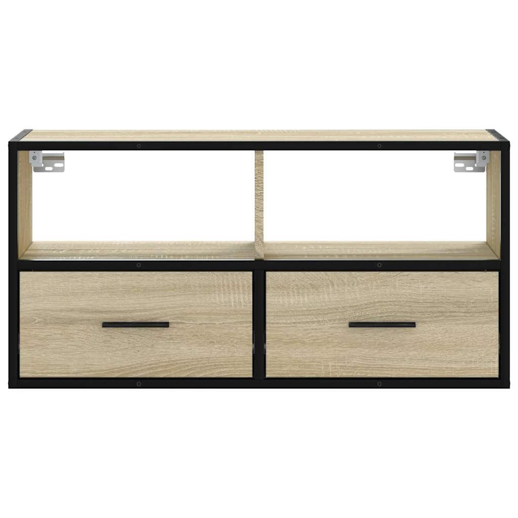 Meuble TV chêne sonoma 80x31x39,5 cm bois d'ingénierie et métal