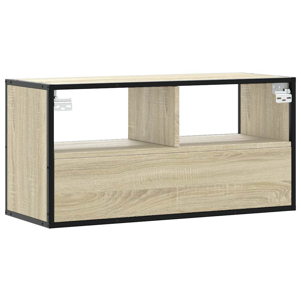 Meuble TV chêne sonoma 80x31x39,5 cm bois d'ingénierie et métal