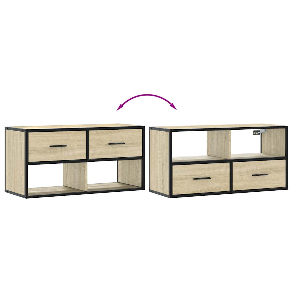 Meuble TV chêne sonoma 80x31x39,5 cm bois d'ingénierie et métal