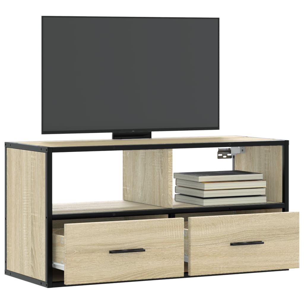 Meuble TV chêne sonoma 80x31x39,5 cm bois d'ingénierie et métal