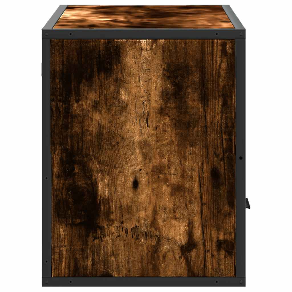 Meuble TV chêne fumé 80x31x39,5 cm bois d'ingénierie et métal