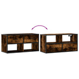 Meuble TV chêne fumé 80x31x39,5 cm bois d'ingénierie et métal