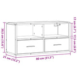 Meuble TV chêne fumé 80x31x39,5 cm bois d'ingénierie et métal