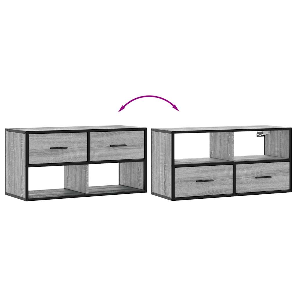 Meuble TV sonoma gris 80x31x39,5 cm bois d'ingénierie et métal