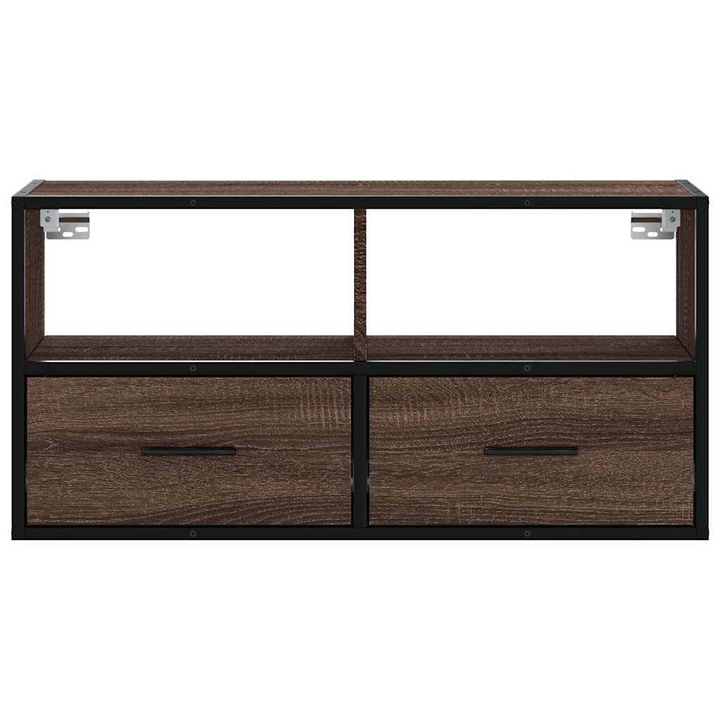 Meuble TV chêne marron 80x31x39,5 cm bois d'ingénierie et métal