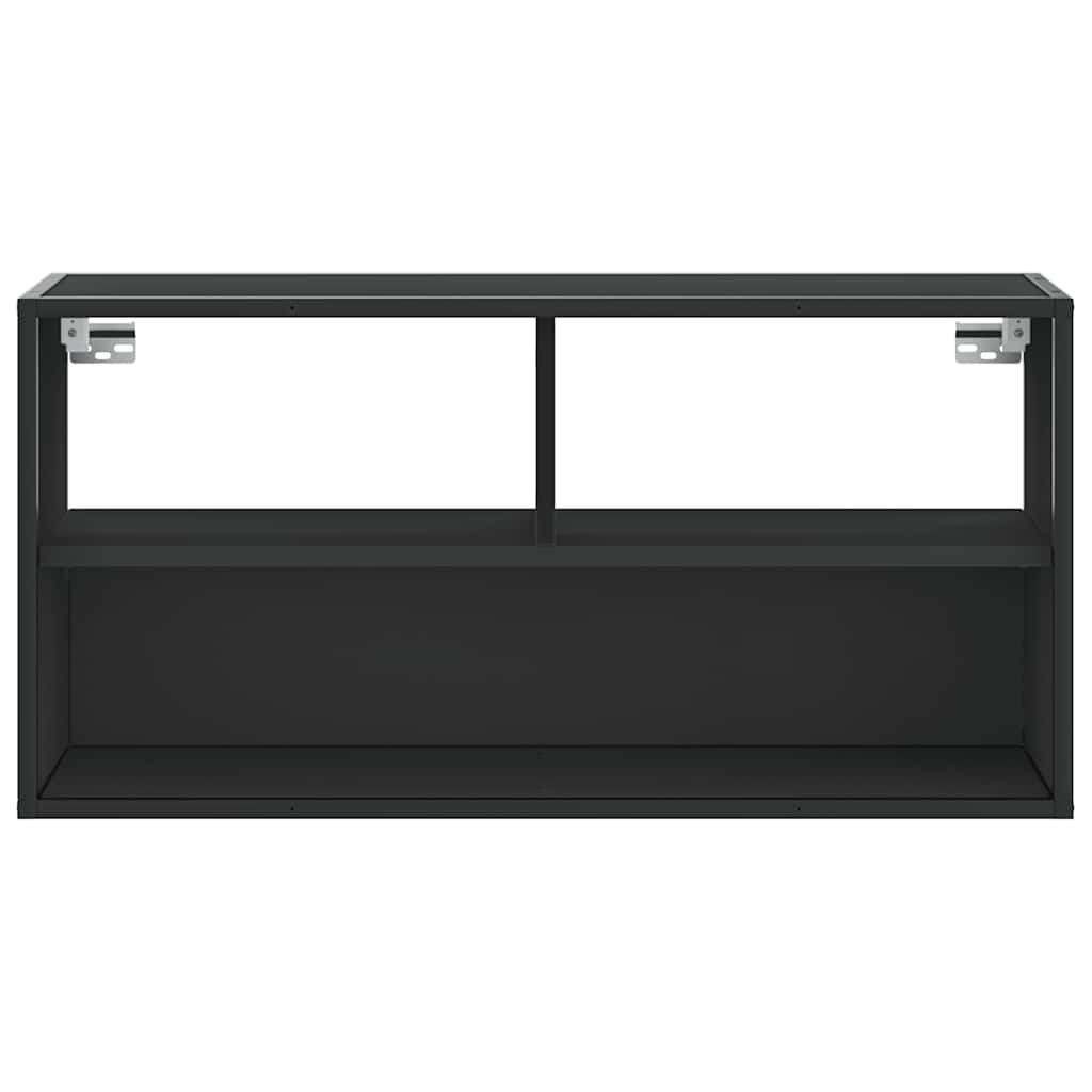 Meuble TV noir 80x31x39,5 cm bois d'ingénierie et métal