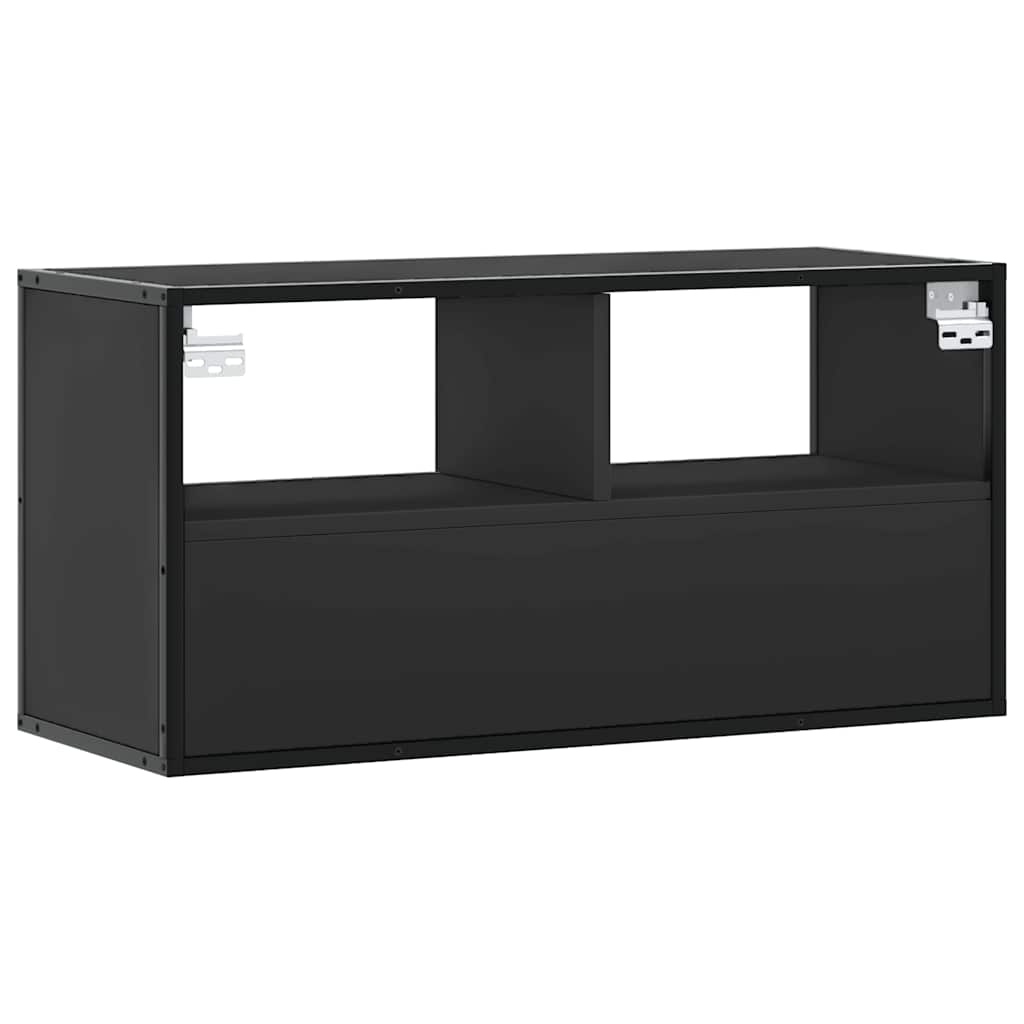 Meuble TV noir 80x31x39,5 cm bois d'ingénierie et métal