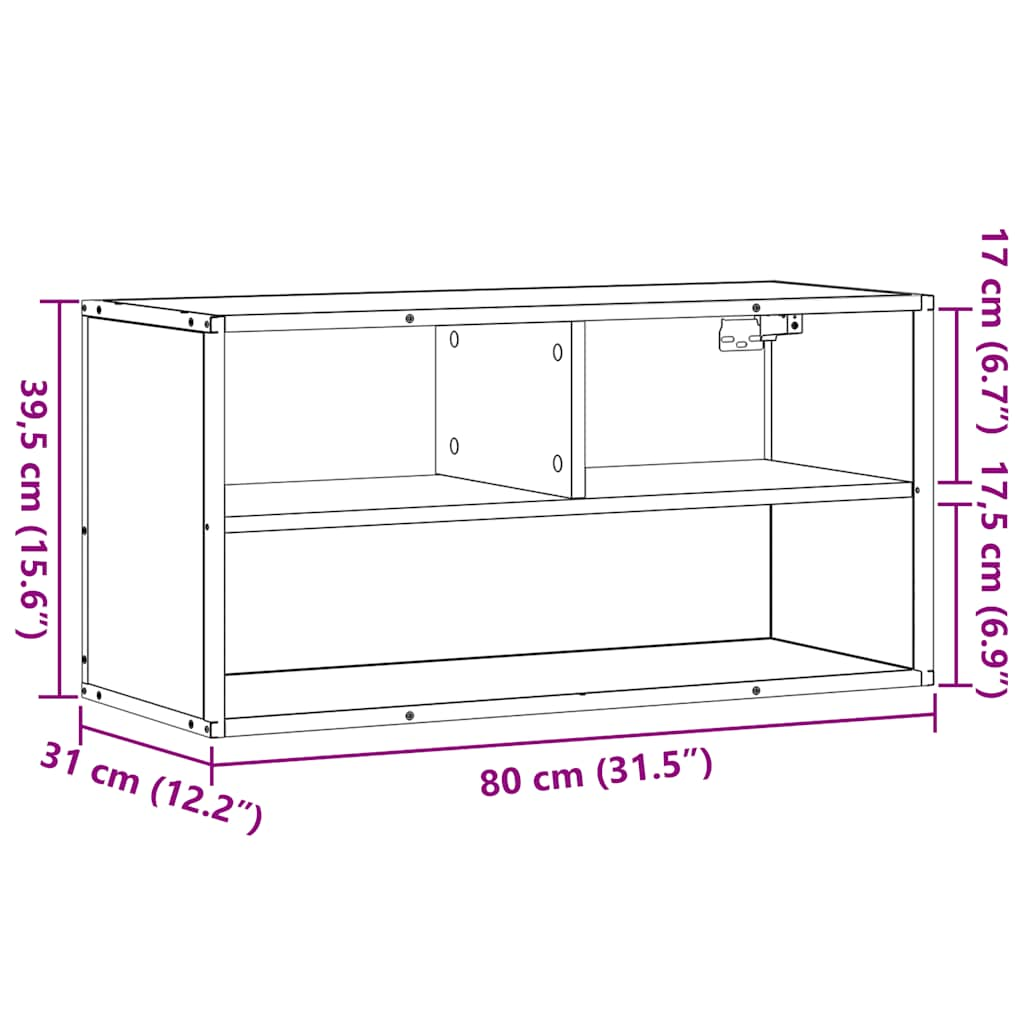 Meuble TV noir 80x31x39,5 cm bois d'ingénierie et métal