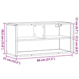 Meuble TV noir 80x31x39,5 cm bois d'ingénierie et métal