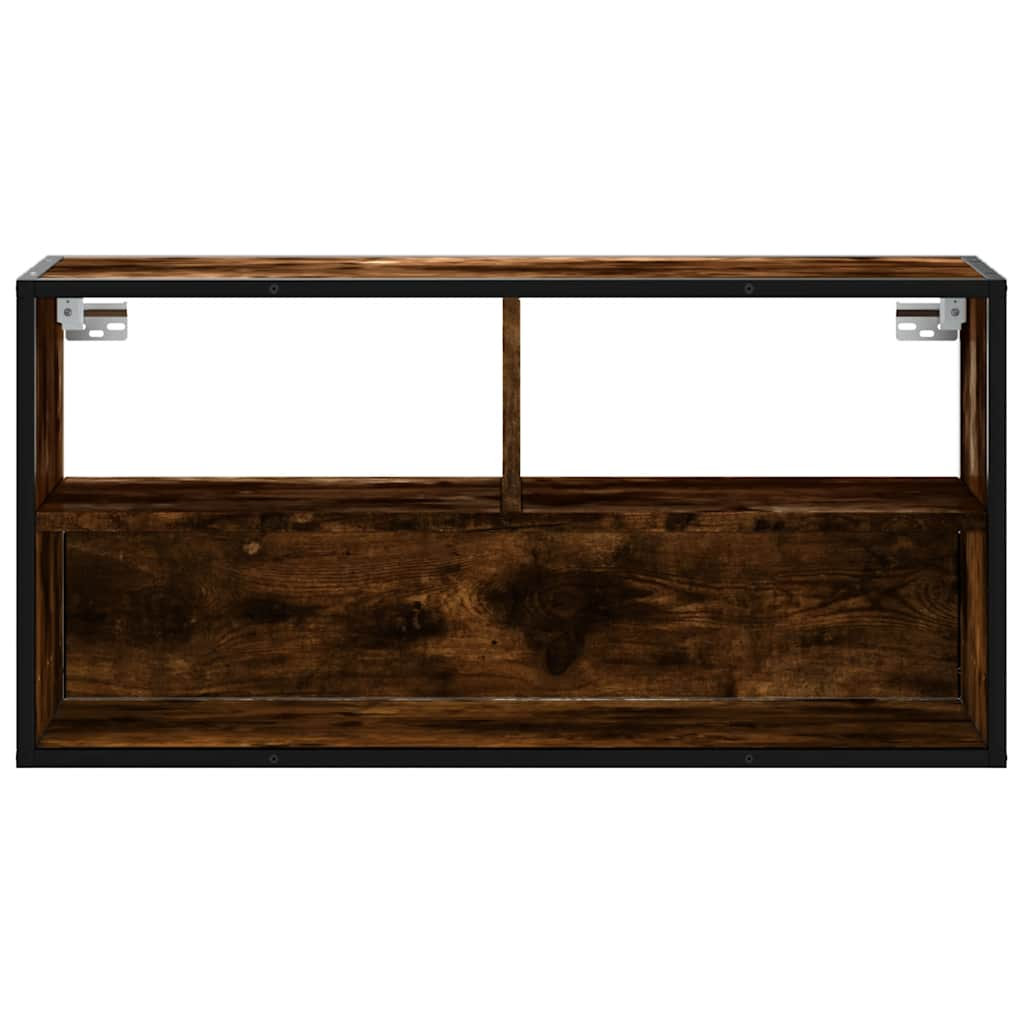 Meuble TV chêne fumé 80x31x39,5 cm bois d'ingénierie et métal