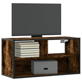 Meuble TV chêne fumé 80x31x39,5 cm bois d'ingénierie et métal