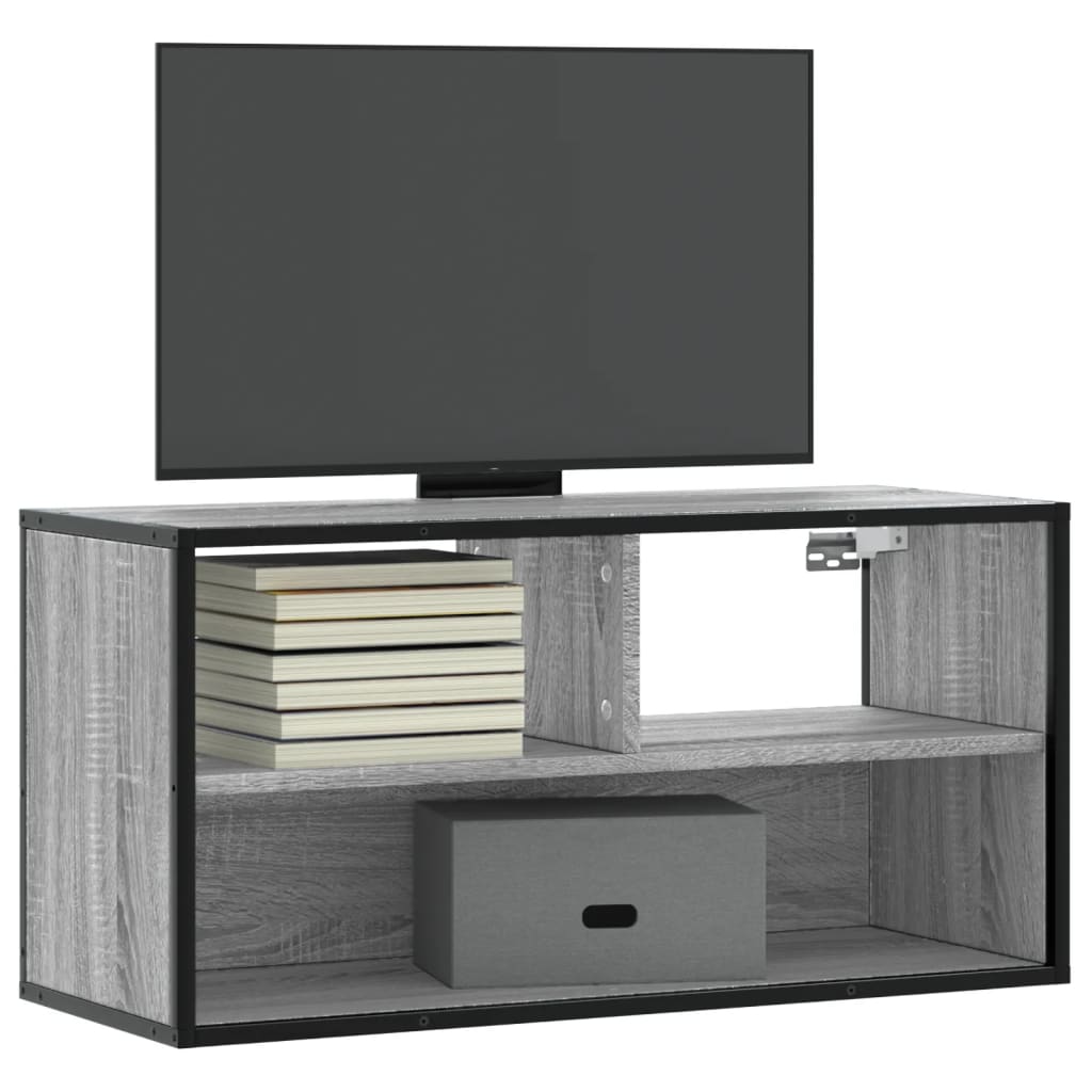 Meuble TV sonoma gris 80x31x39,5 cm bois d'ingénierie et métal