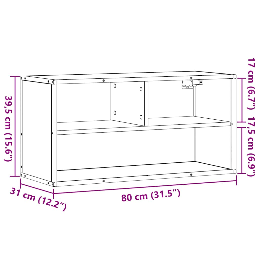 Meuble TV chêne marron 80x31x39,5 cm bois d'ingénierie et métal