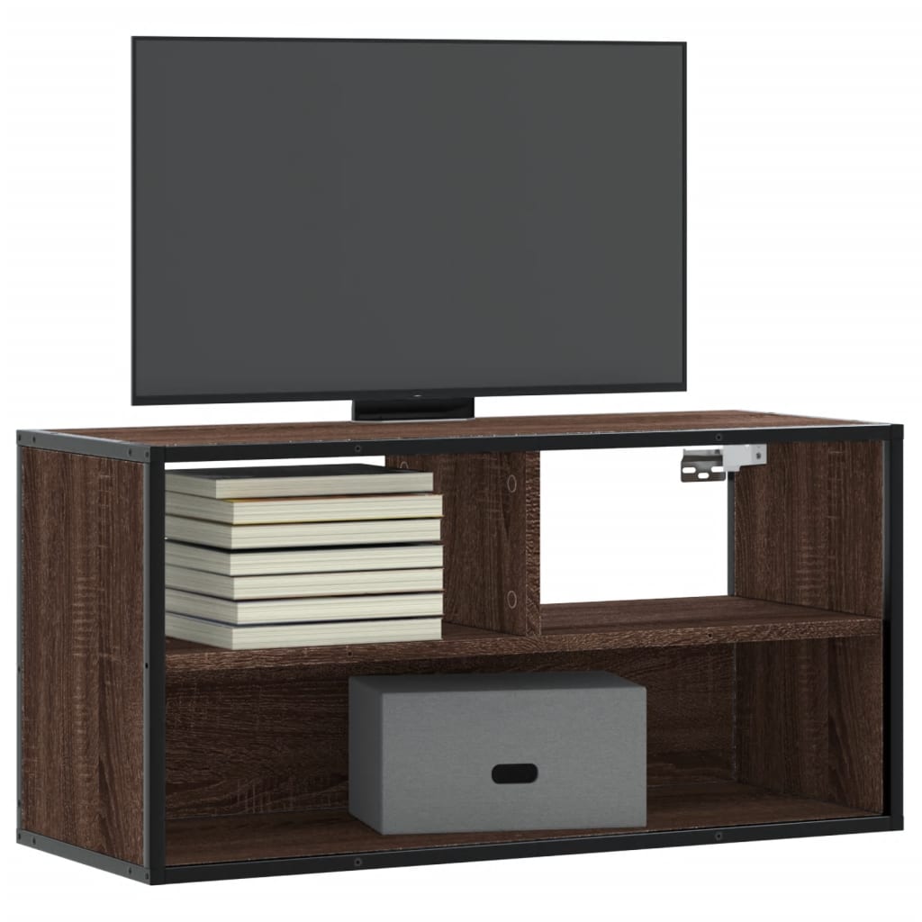 Meuble TV chêne marron 80x31x39,5 cm bois d'ingénierie et métal