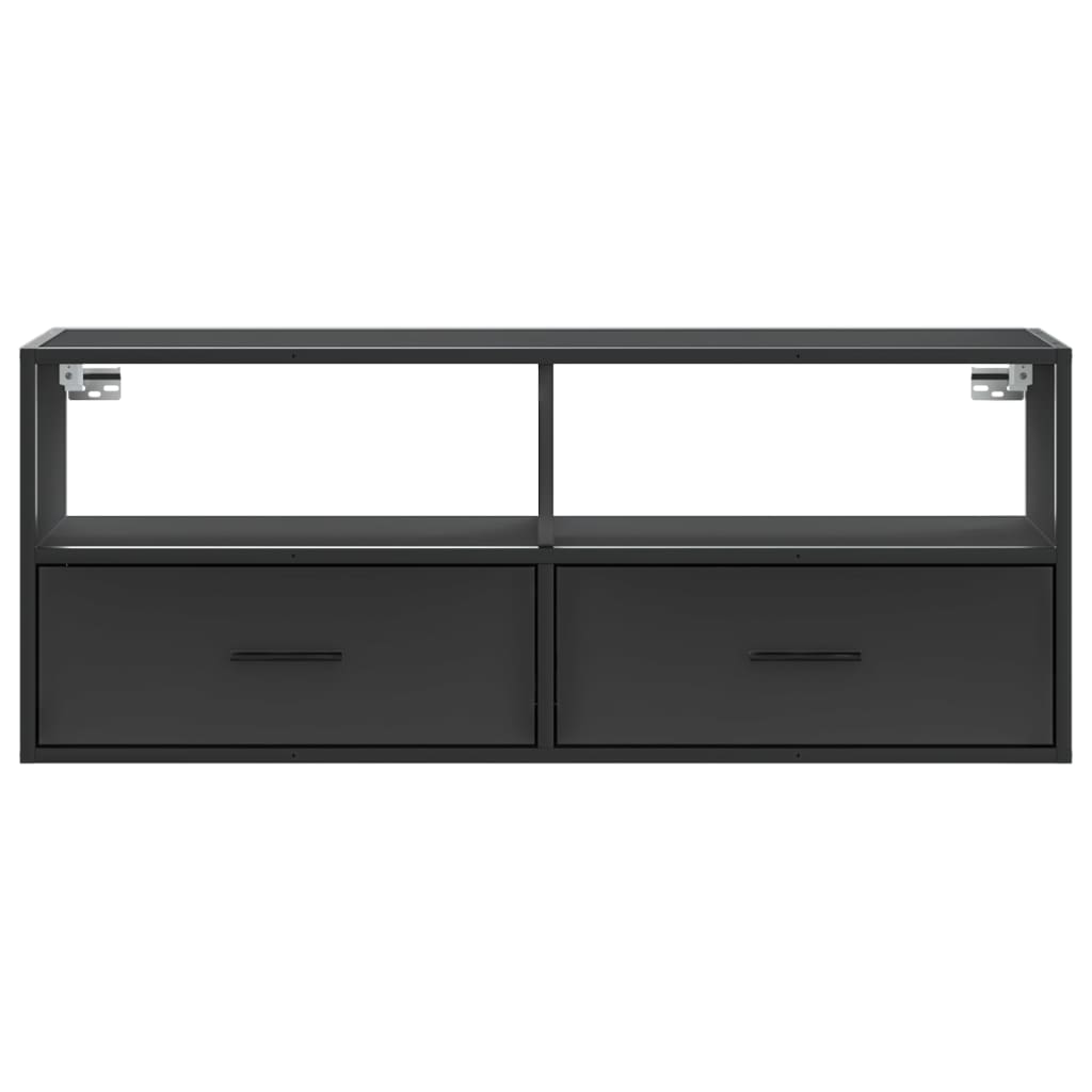 Meuble TV noir 100x31x39,5 cm bois d'ingénierie et métal