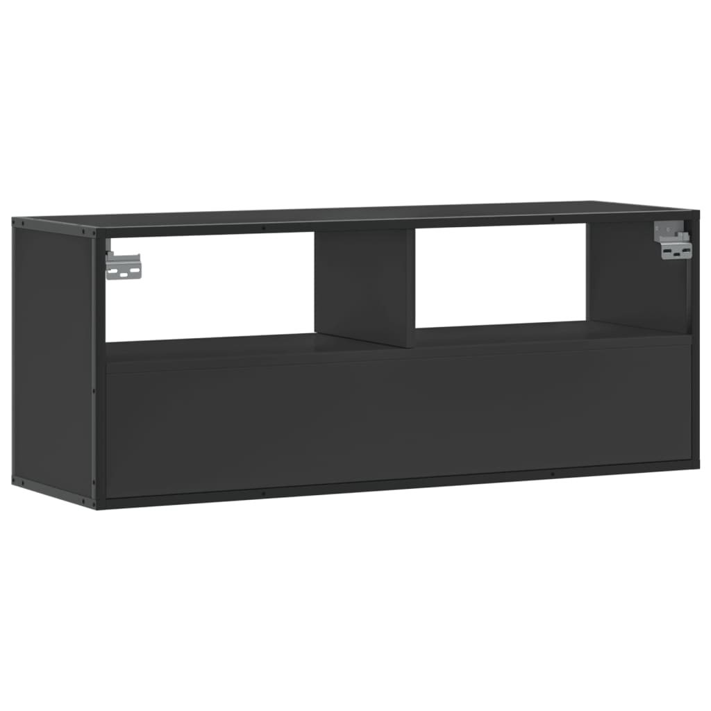 Meuble TV noir 100x31x39,5 cm bois d'ingénierie et métal