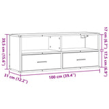 Meuble TV noir 100x31x39,5 cm bois d'ingénierie et métal