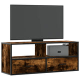 Meuble TV chêne fumé 100x31x39,5 cm bois d'ingénierie et métal