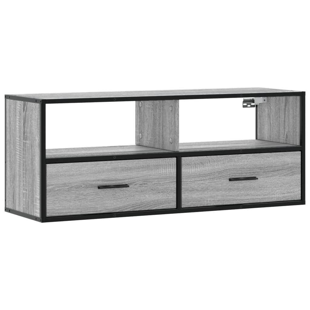 Meuble TV sonoma gris 100x31x39,5 cm bois d'ingénierie et métal