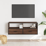 Meuble TV chêne marron 100x31x39,5cm bois d'ingénierie et métal