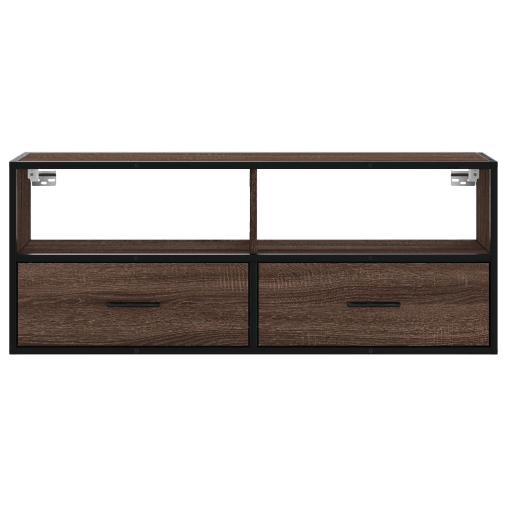 Meuble TV chêne marron 100x31x39,5cm bois d'ingénierie et métal