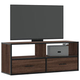 Meuble TV chêne marron 100x31x39,5cm bois d'ingénierie et métal